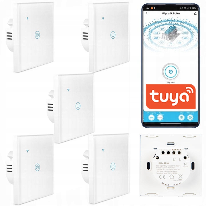 5x Dotykový Skleněný Spínač Světla FI60 Led Bílý WiFi Tuya Smart Home