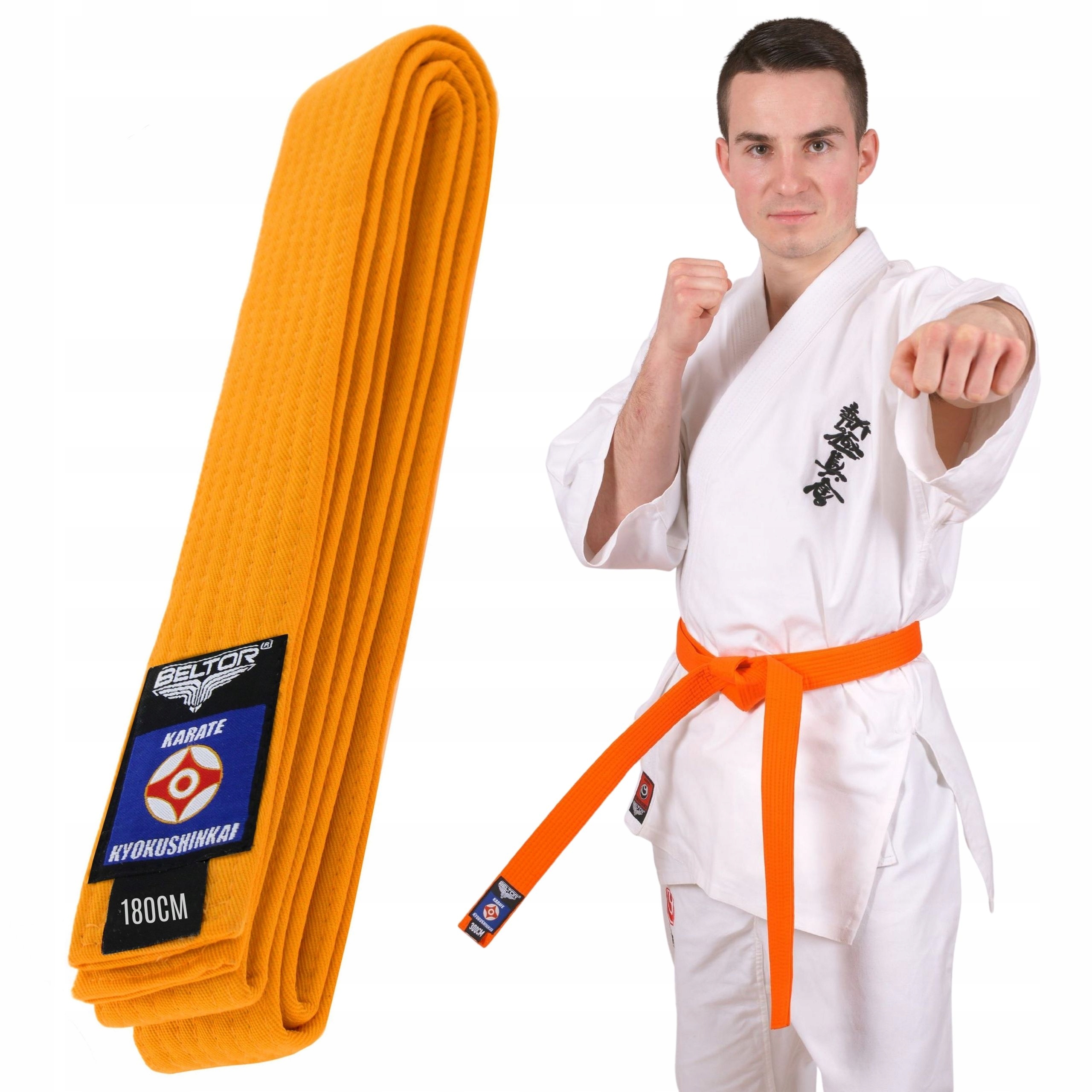POMARAŃCZOWY PAS KARATE KYOKUSHINKAI BELTOR 180cm