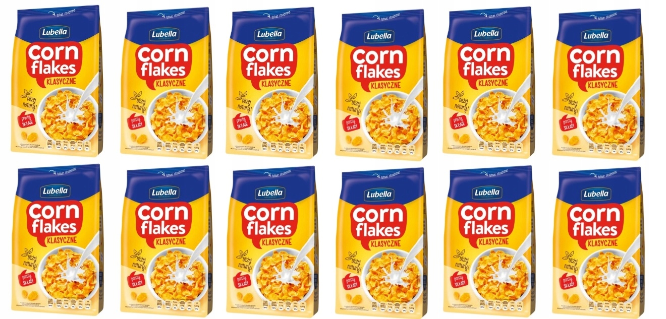12 x 250 g Lubella Corn Flakes klasické kukuřičné vločky Karton