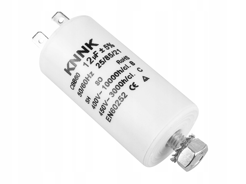  /><p><b>Kondensator do silników indukcyjnych prądu zmiennego 50/60 Hz.</b></p><p>Kondensatory silnikowe znajdują zastosowanie w wielu urządzeniach technicznych wyposażonych w silnik elektryczny, takich jak:</p><ul><li>Wentylatory</li><li>Dmuchawy</li><li>Podajniki</li><li>Wszelkiego typu napędy (bramy, rolety, taśmy, itp.)</li><li>Kompresory</li><li>Klimatyzatory</li><li>Sprzęt AGD</li><li>Kosiarki</li><li>Myjki itp.</li></ul><h1>⚙️DANE TECHNICZNE</h1><img src=