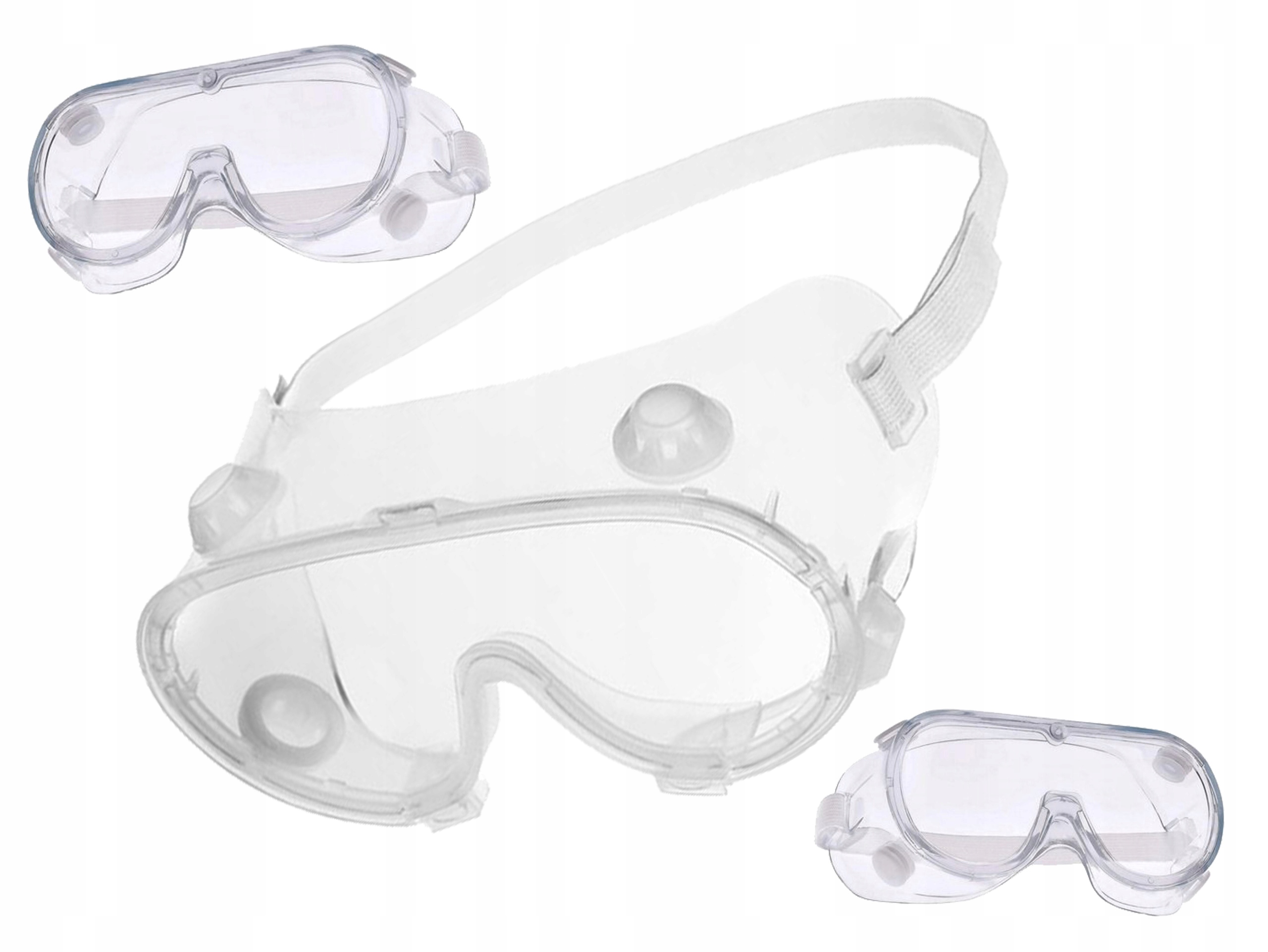 OKULARY OCHRONNE ROBOCZE POLIWĘGLANOWE LEKKIE Z GUMKĄ GOGLE BEZBARWNE BHP