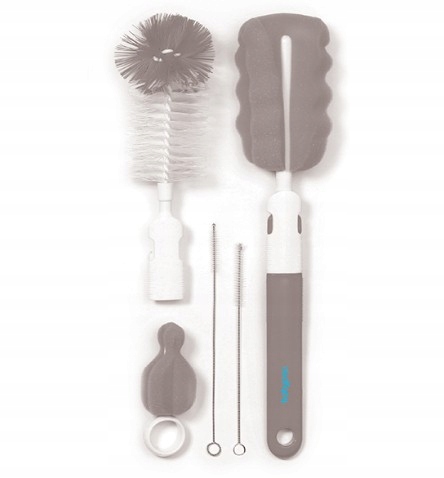 BabyOno Szczotka do butelek Zestaw Szczotek do butelek i smoczków szary