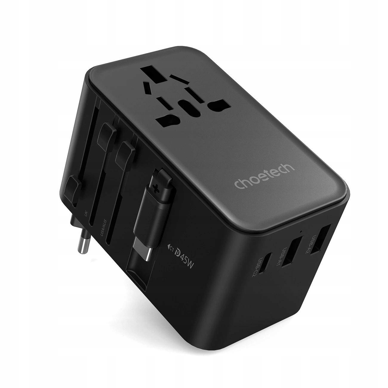 Adapter Podróżny Choetech Pd5021 45W Eu Us Aus Uk Z Wbudowanym Kablem