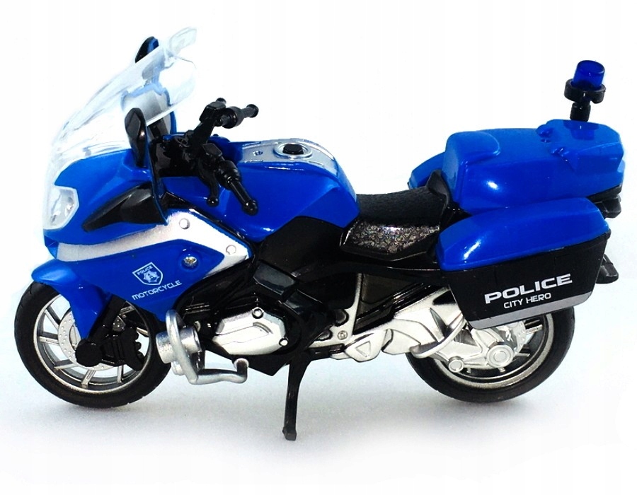MOTOR POLICYJNY MOTOCYKL NIEBIESKI ŚCIGACZ 1:20 Wiek dziecka 6 lat +