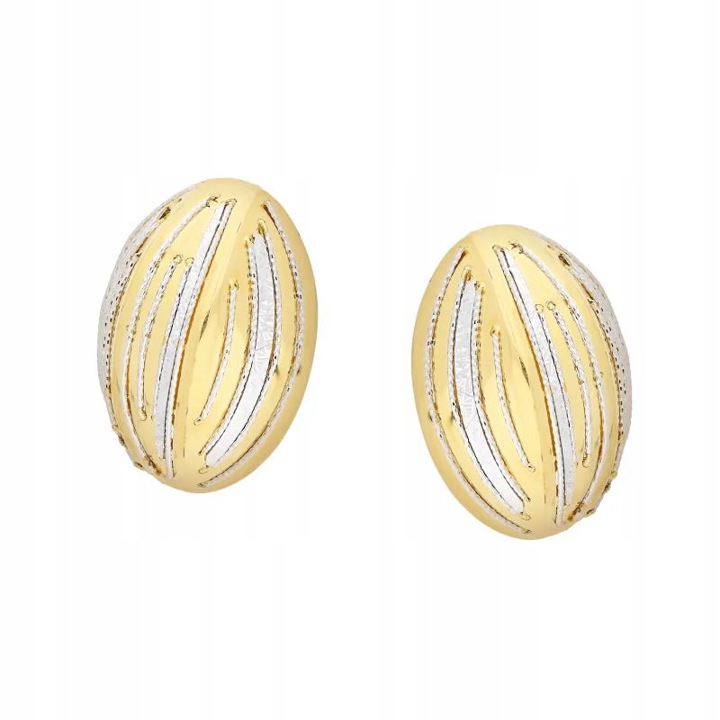 Zlaté náušnice 585 oválného tvaru ve dvou barvách zlata jako dárek 6,21g