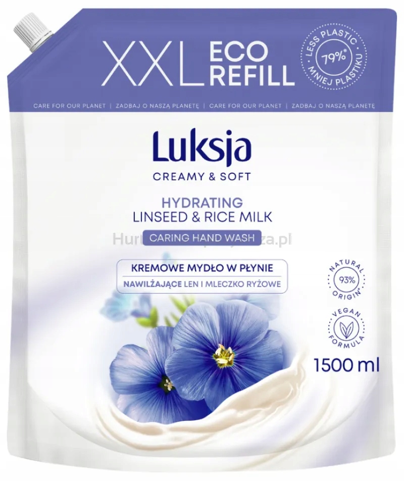 Luksja Krémové tekuté mýdlo s lnem, zásoba 1500 ml