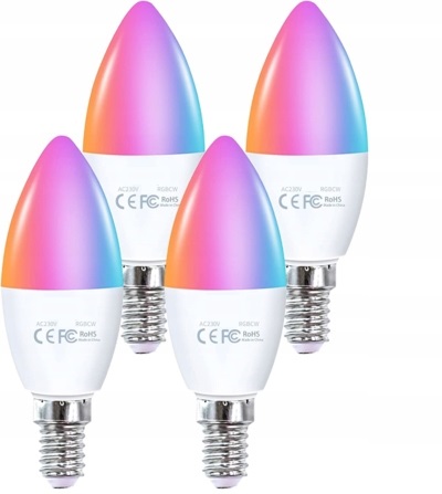 4x Smart Rgb Wi-Fi žárovka Alexa E14 Inteligentní žárovka Sada 4 ks