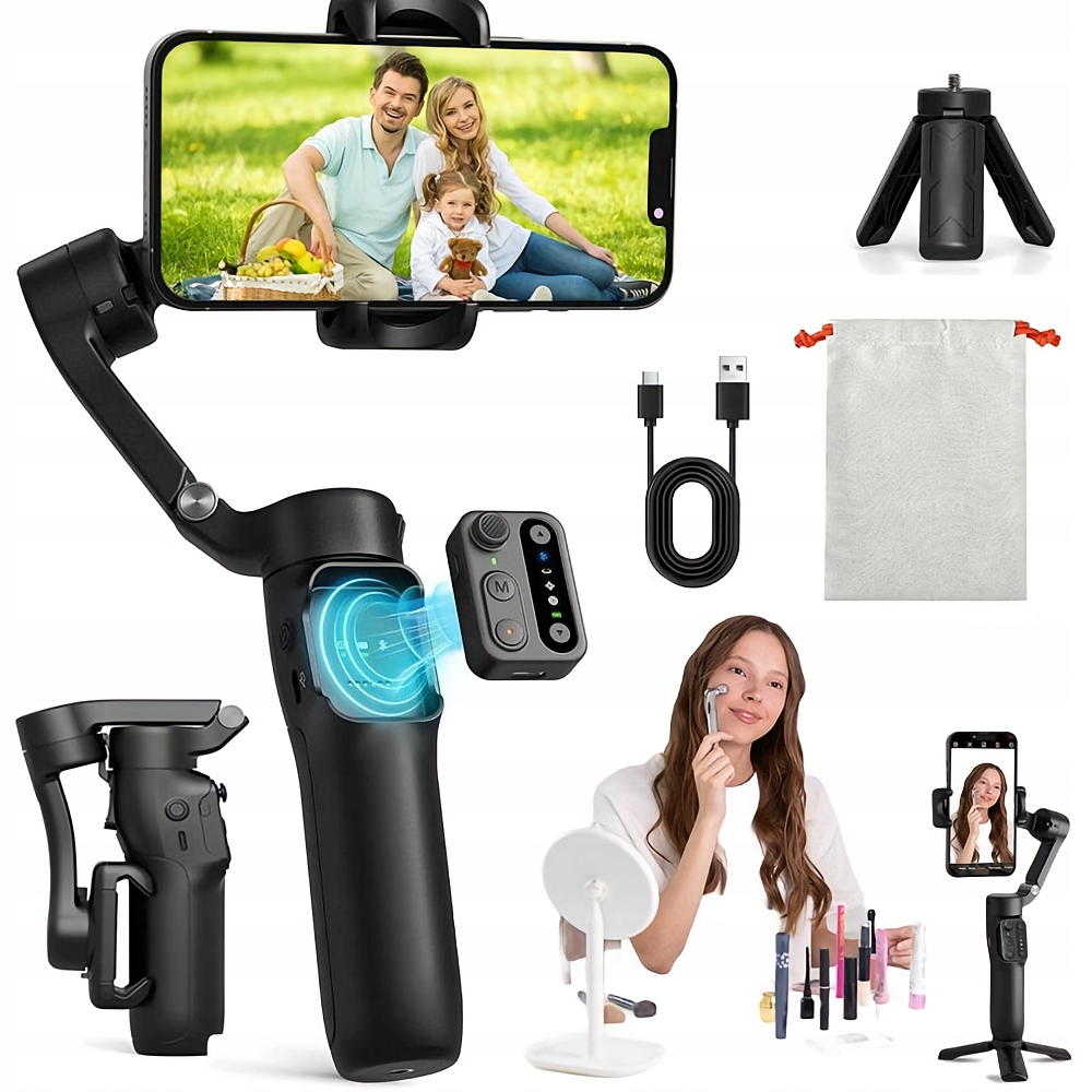 Gimbal Stabilizator Ręczny Gimbal Składany Pilot 10M Tryb Inception Czarny