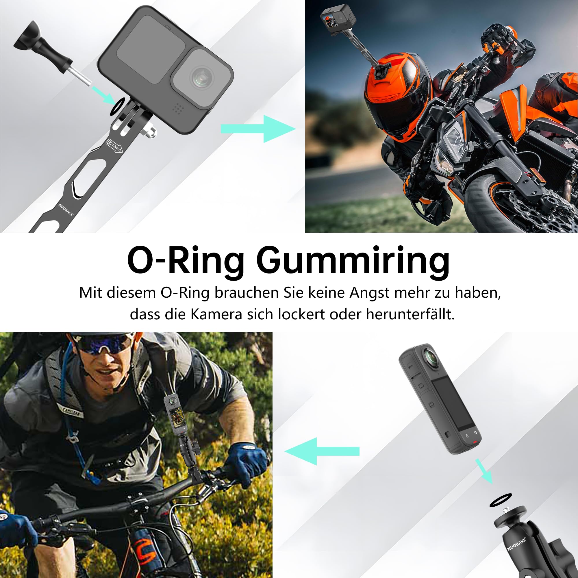 Zestaw Montażowy Na Kierownicę Do Kamer Sportowych GoPro Insta360 NUOBAKE — miniatura 9