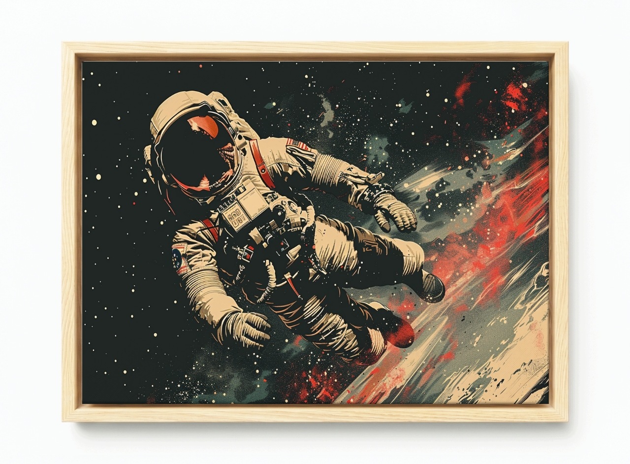 Obraz Rám Americký Box Astronauta Vesmír Galaxie Grafika Umění 60x40