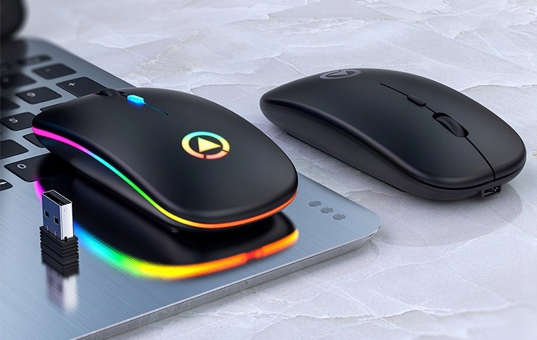 MYSZKA BEZPRZEWODOWA MYSZ OPTYCZNA SLIM LED LEKKA Kolor czarny