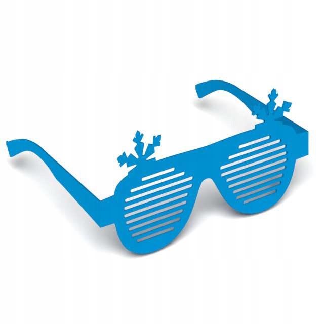 OKULARY papier ŚWIĘTA błękitne ŚNIEŻKI płatki x6