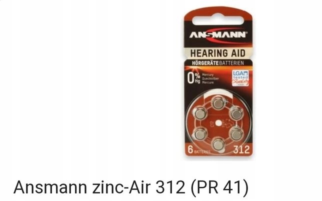 Bateria do aparatów słuchowych Ansmann 312 6 szt.