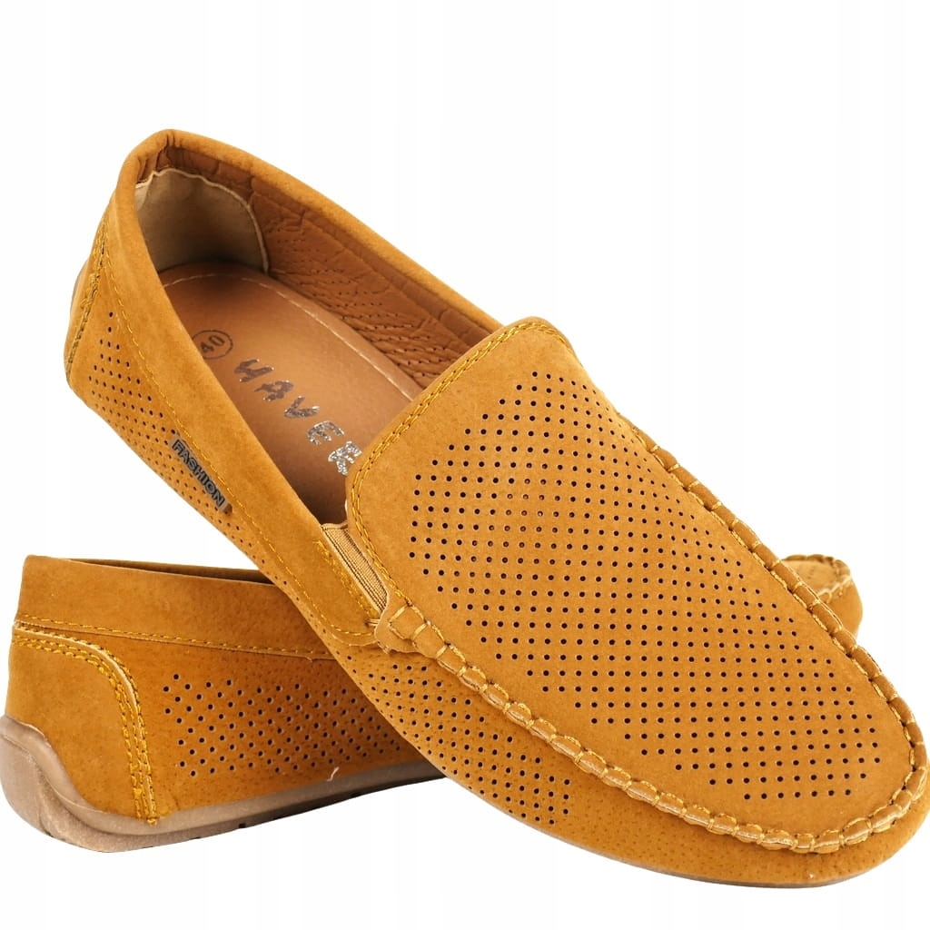 Camel Hnědé Béžové Pánské Mokasíny, Nazouvací, Ažurové Boty, Pohodlné, Módní