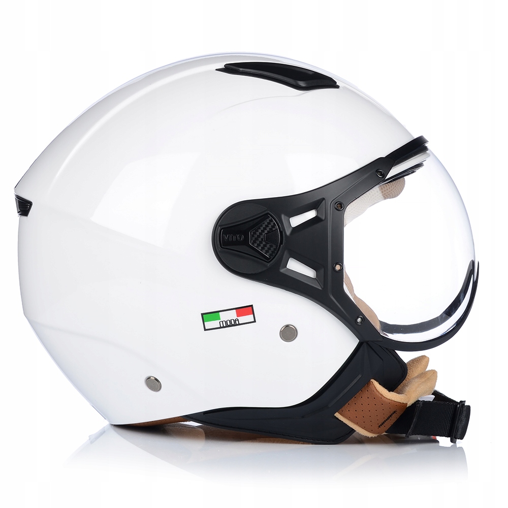 KASK MOTOCYKLOWY OTWARTY | VITO MODA BIAŁY | SKUTER CHOPPER ECE 22.06 LEKKI Kolor biały