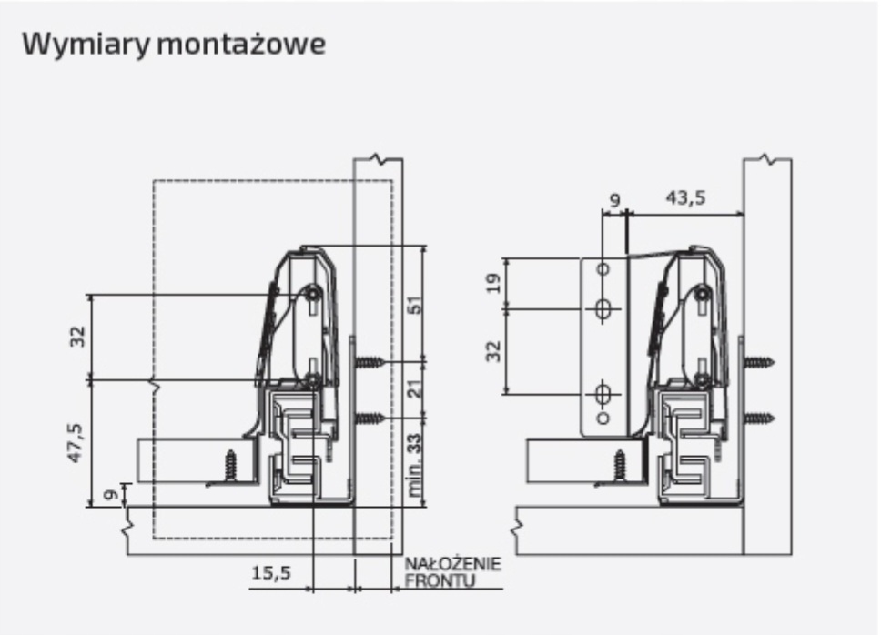 HAFELE MATRIX SZUFLADA NISKA L-84 SZARA 500 DO KUCHNI Głębokość mebla 50 cm