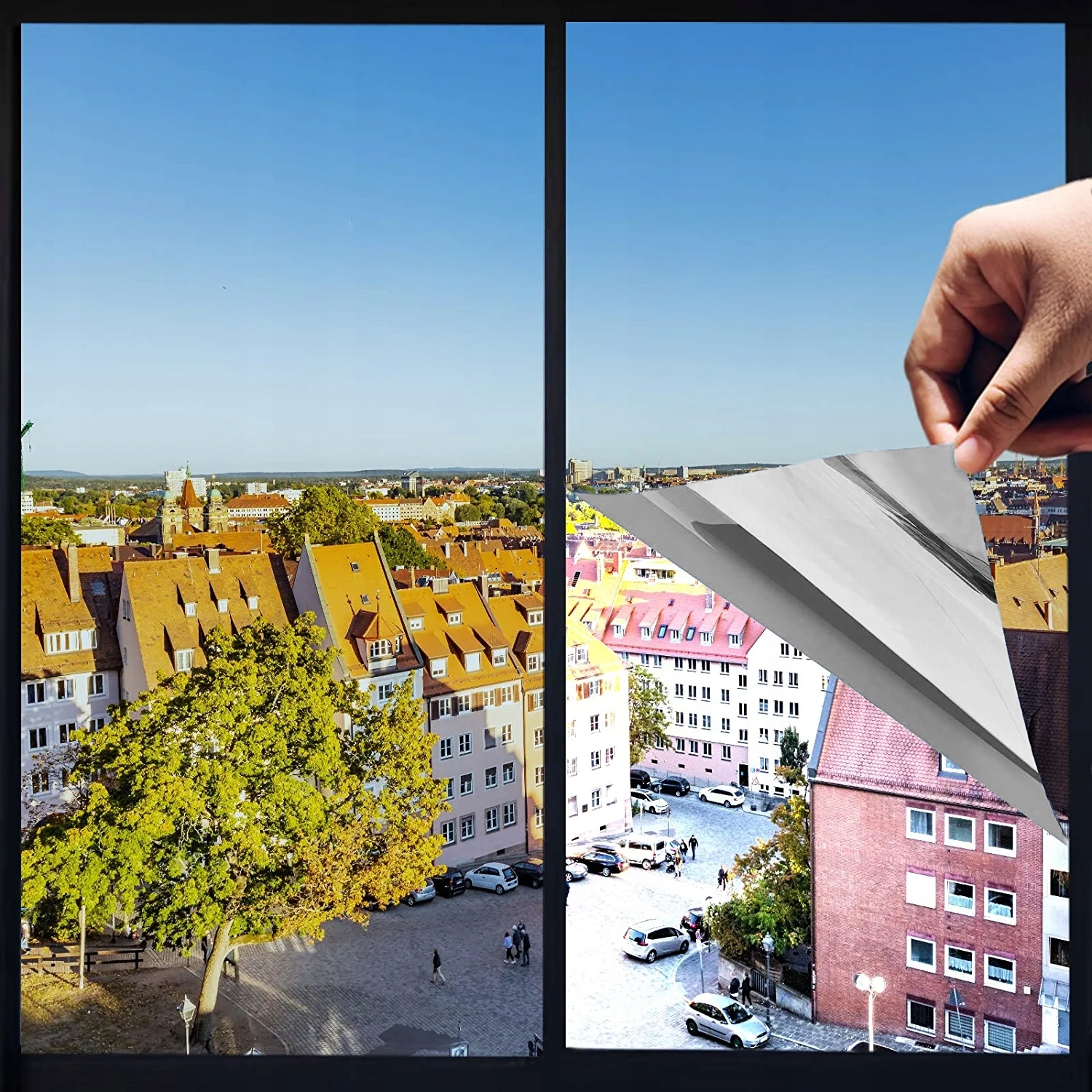 NIEBIESKA FOLIA ZACIEMNIAJĄCA PRZECIWSŁONECZNA PRYWATNOŚĆ LUSTRZANA 60*200