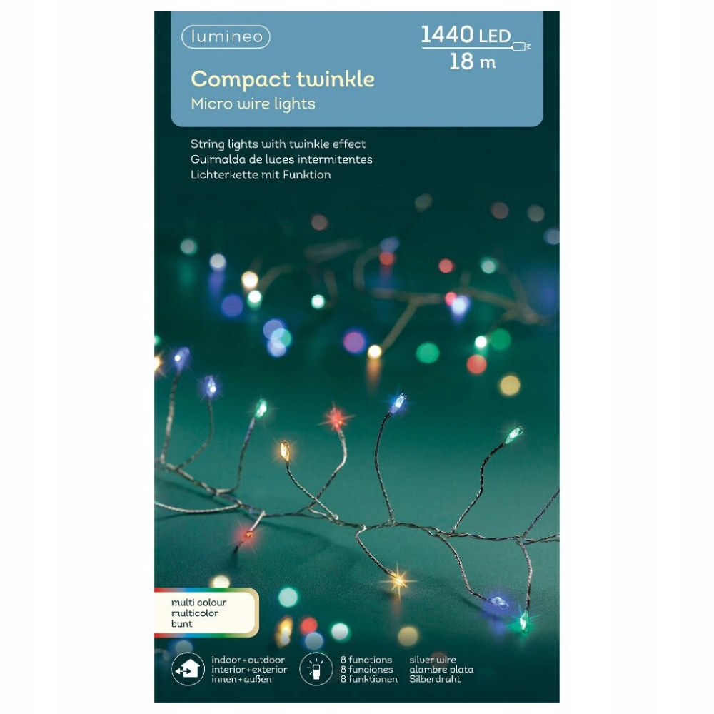 Micro Led svetielka na stromček, 1400 Led, drôtik, Husté, Multikolor, 18m