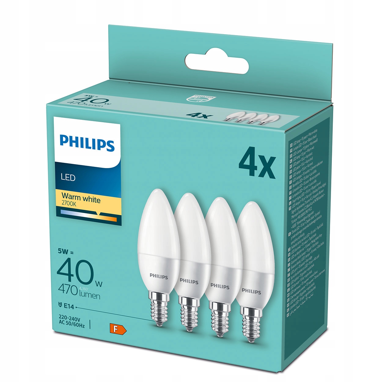 

4x Żarówka E14 Philips Led 5W 40W 2700K