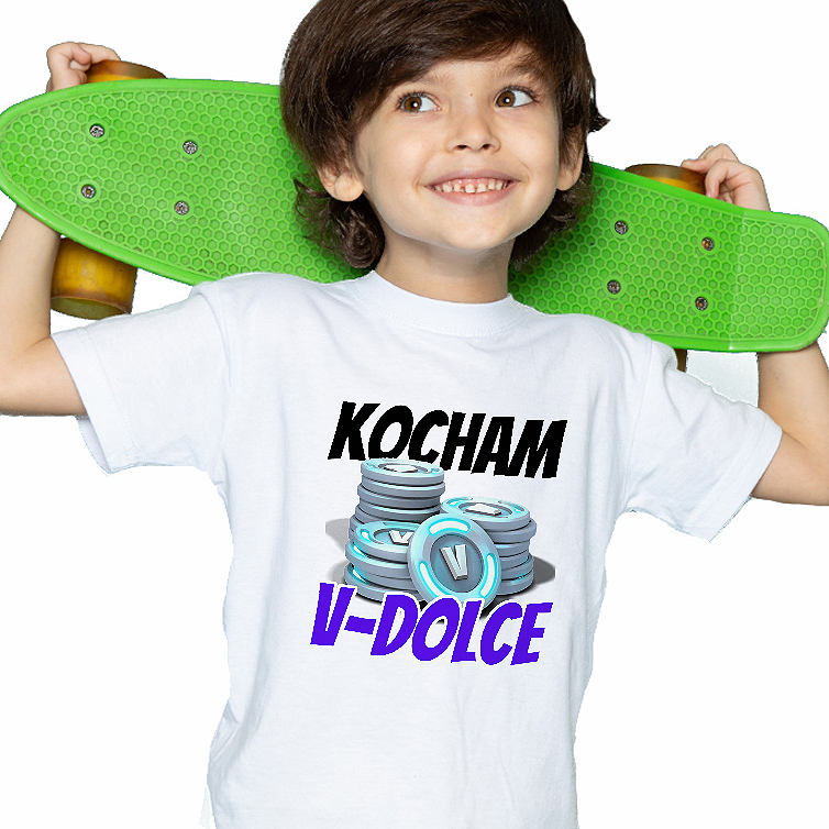 

Koszulka Dziecięca Biała Kocham V-dolce -134
