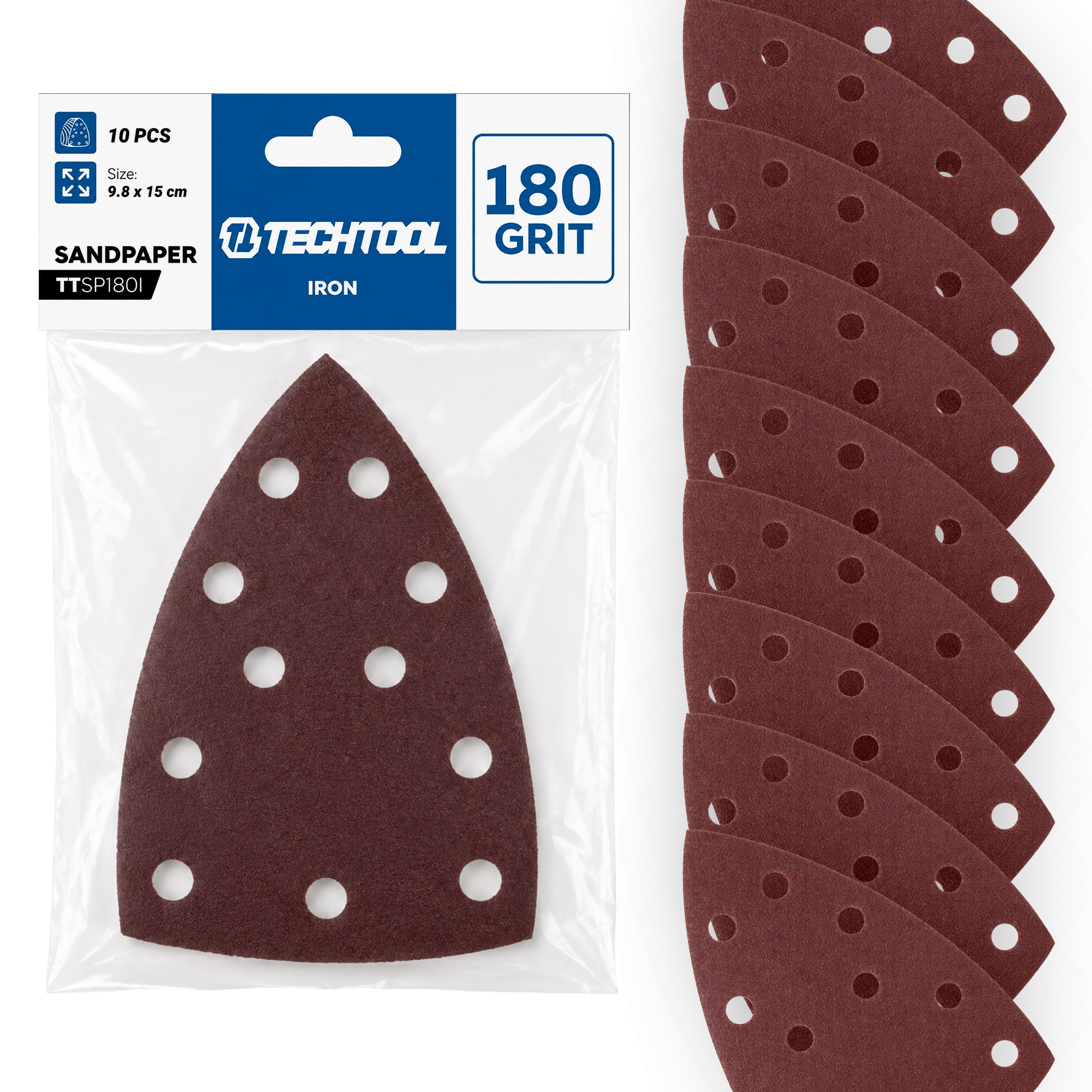 Papier Ścierny Żelazko Do Szlifierki Mimośrodowej 5w1 P180 10 Szt Techtool