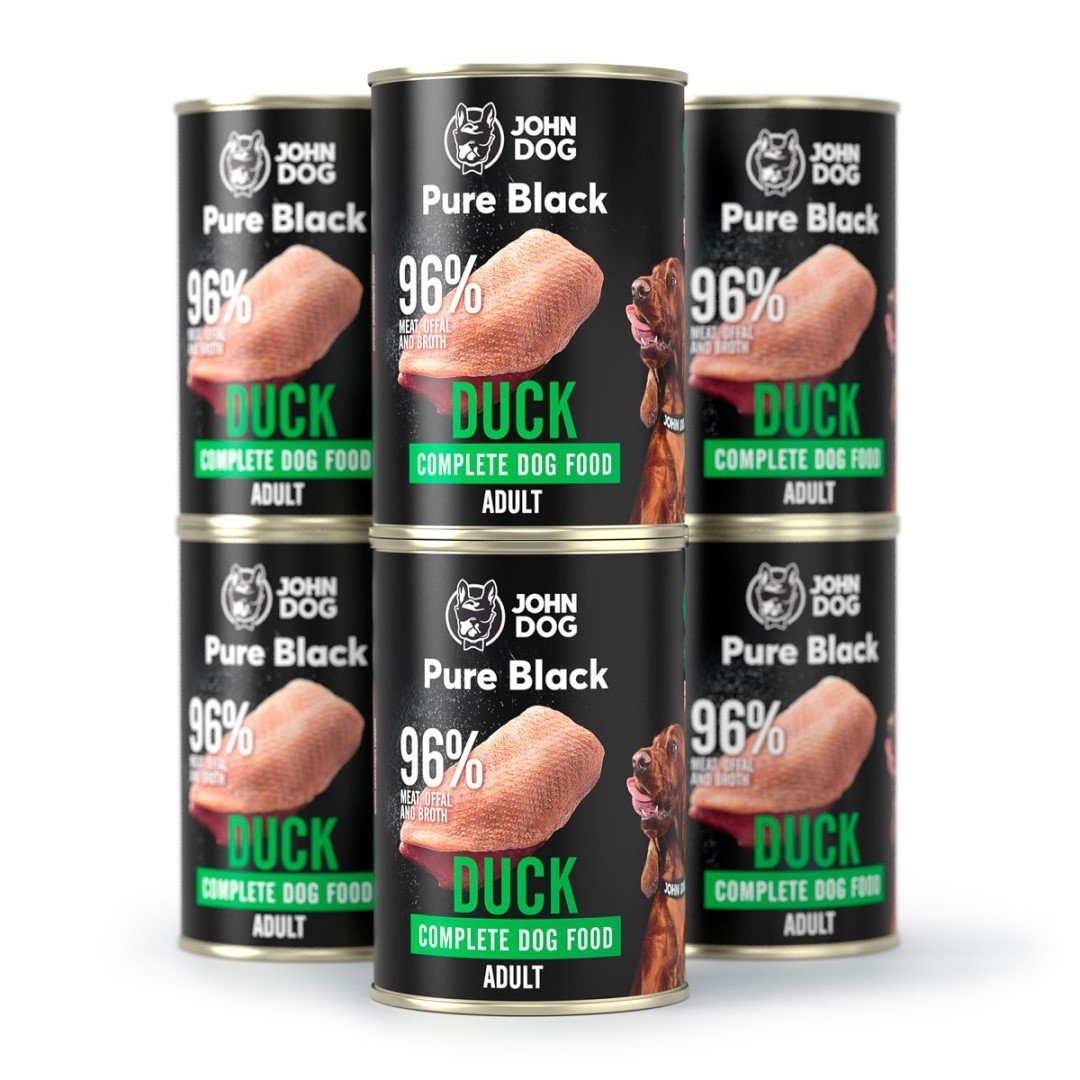 6X John Dog Pure Black Kachní Krmivo Mokré Pro Psa