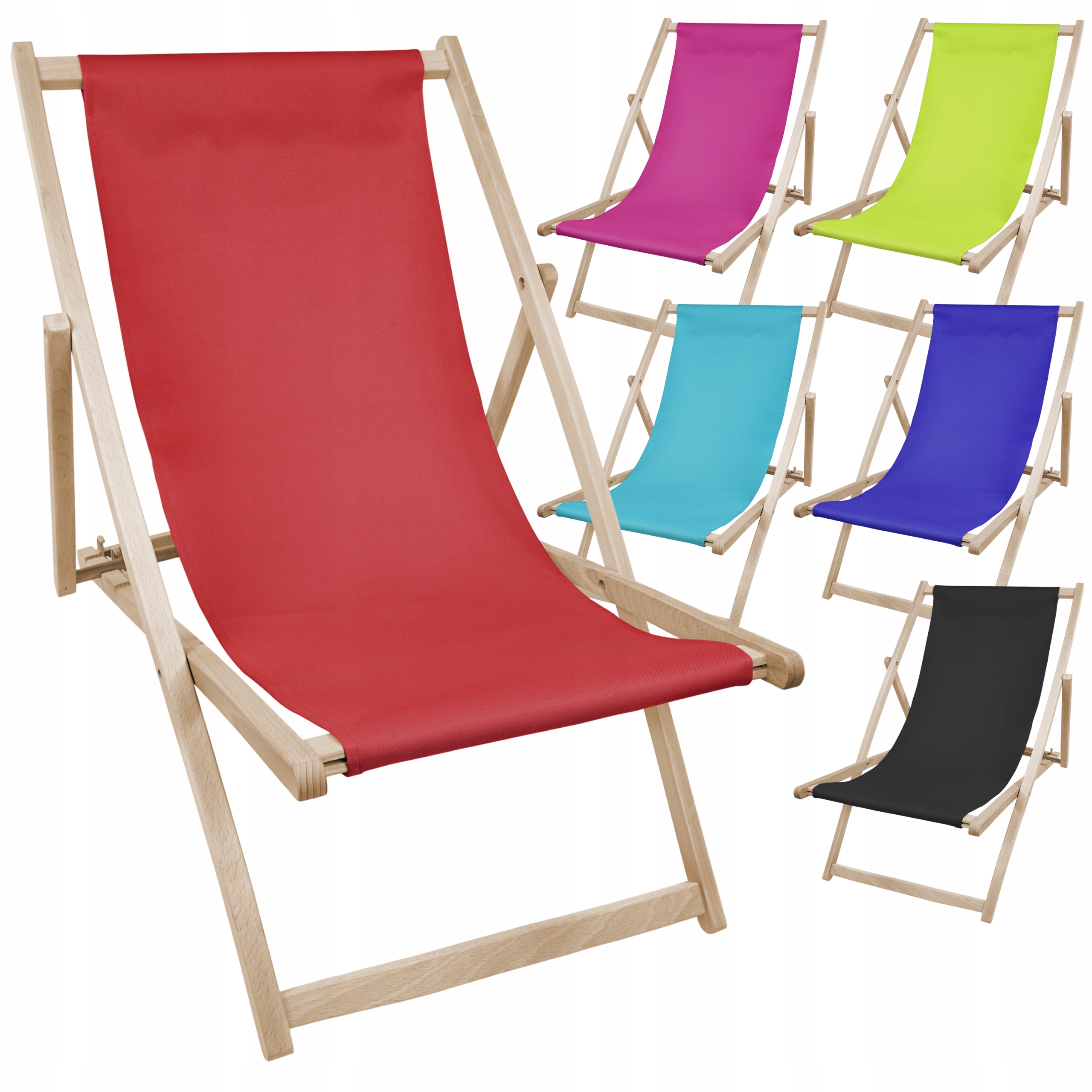 

Leżak Drewniany plażowy solidny Mocny