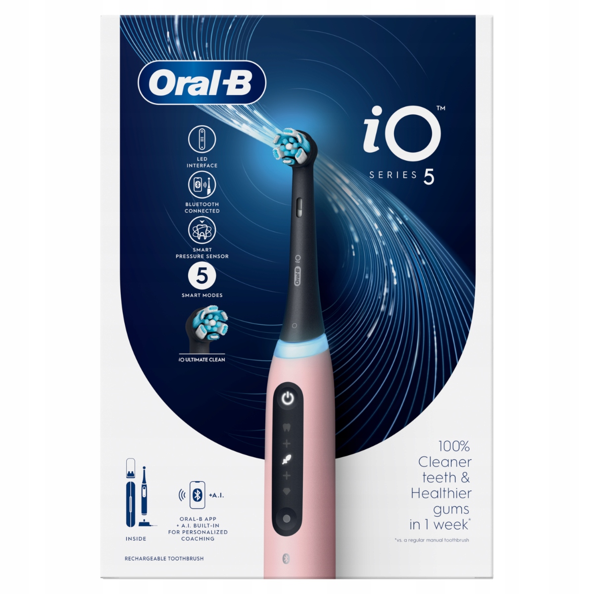 Oral-B iO 5 Różowa Szczoteczka elektryczna z etui, dla kobiety