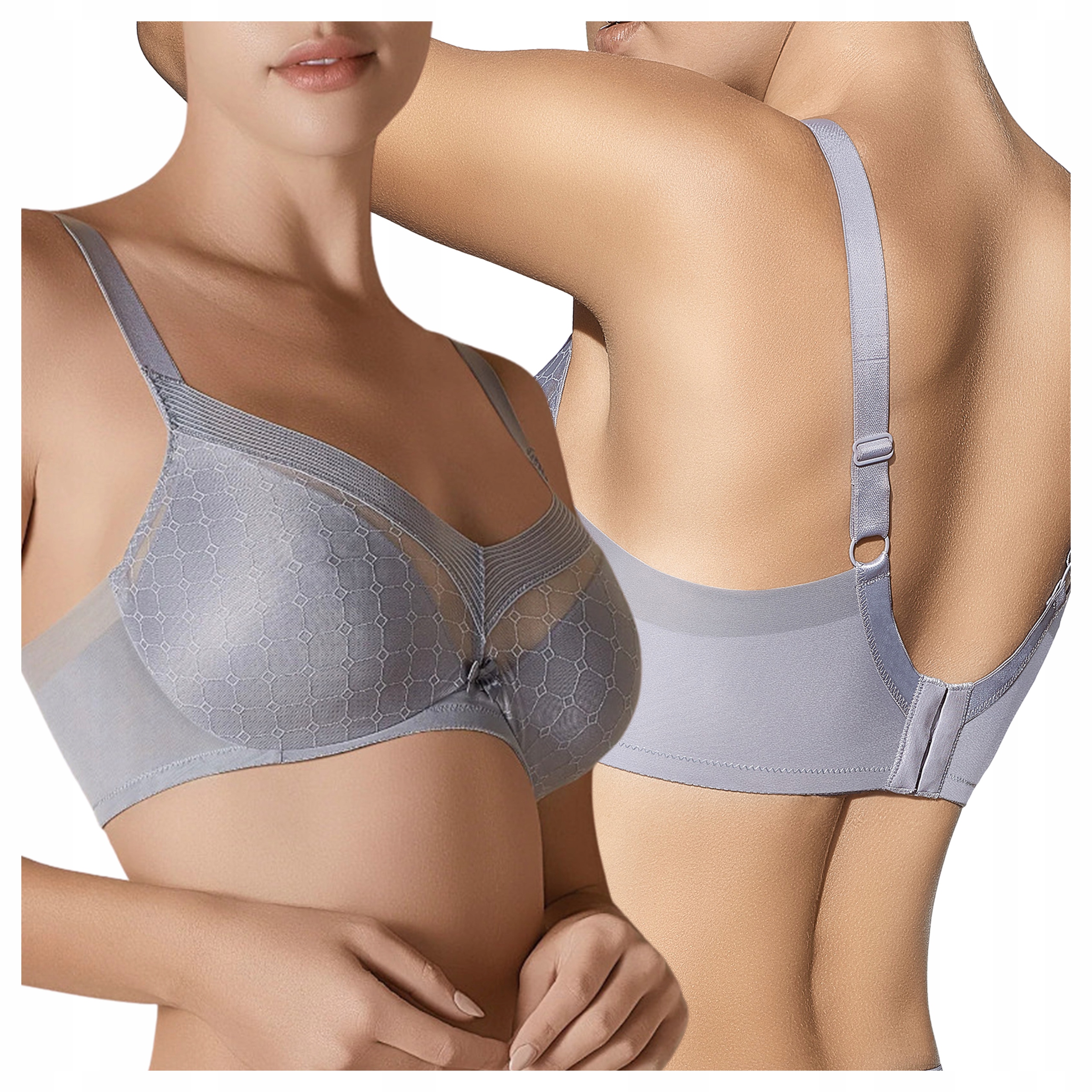 Elegantní měkká podprsenka s kosticemi, zesílené boky, Roxana, šedá, 100C