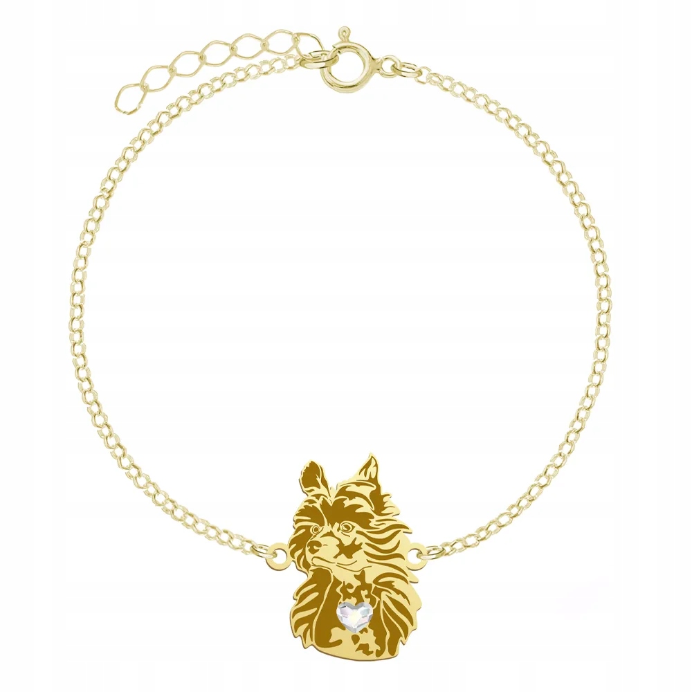 Zlatý náramek se psem Hříbátko čínské Nahé 925 Řetízek Gravírování Bonus