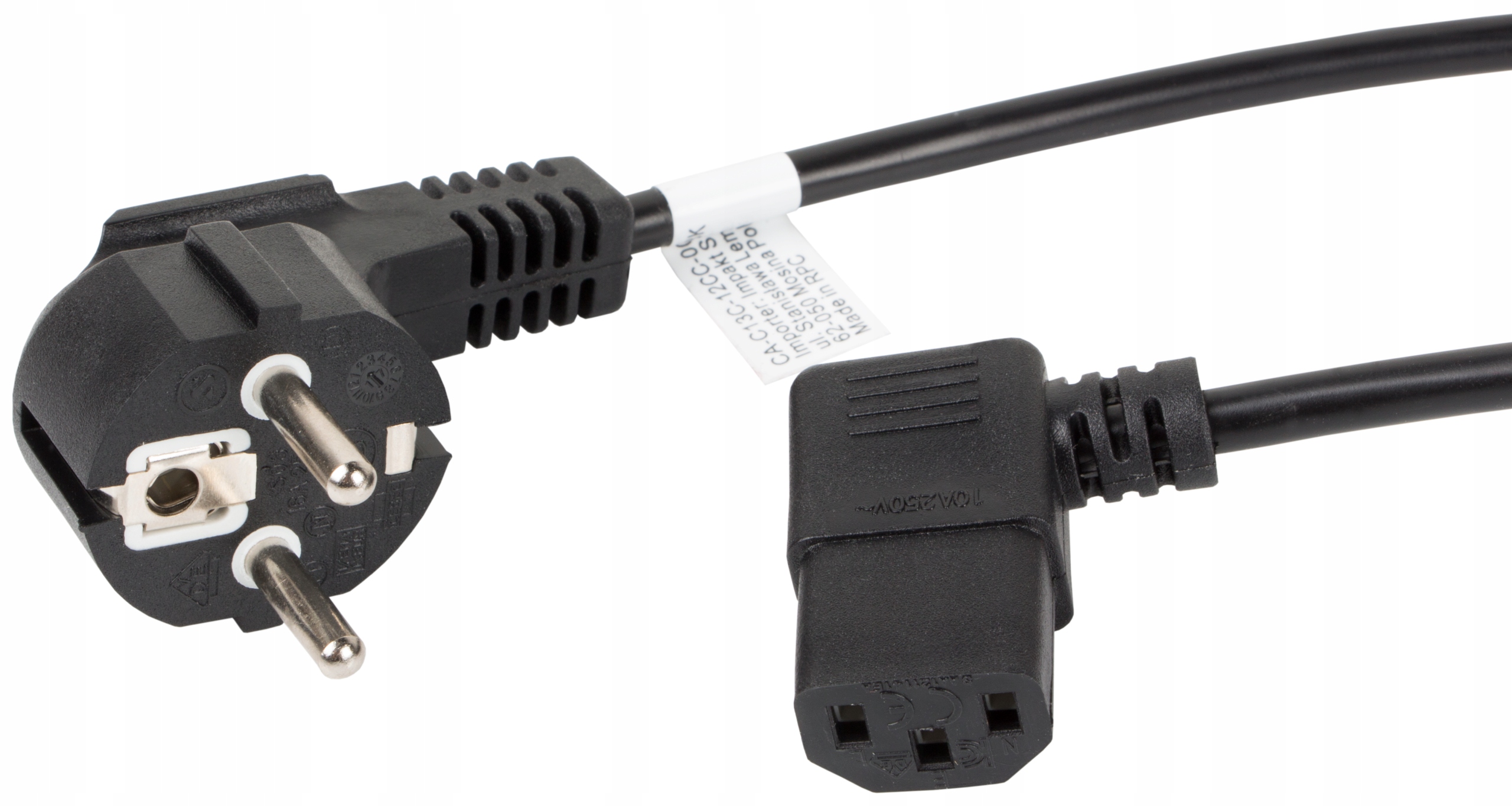 

1,8m kabel zasilający przewód kątowy czarny Vde