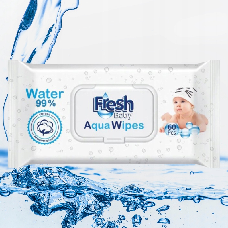 Aqua Wipes Vlhčené obrúsky pre deti Mokré 99% Pure Water 60 ks
