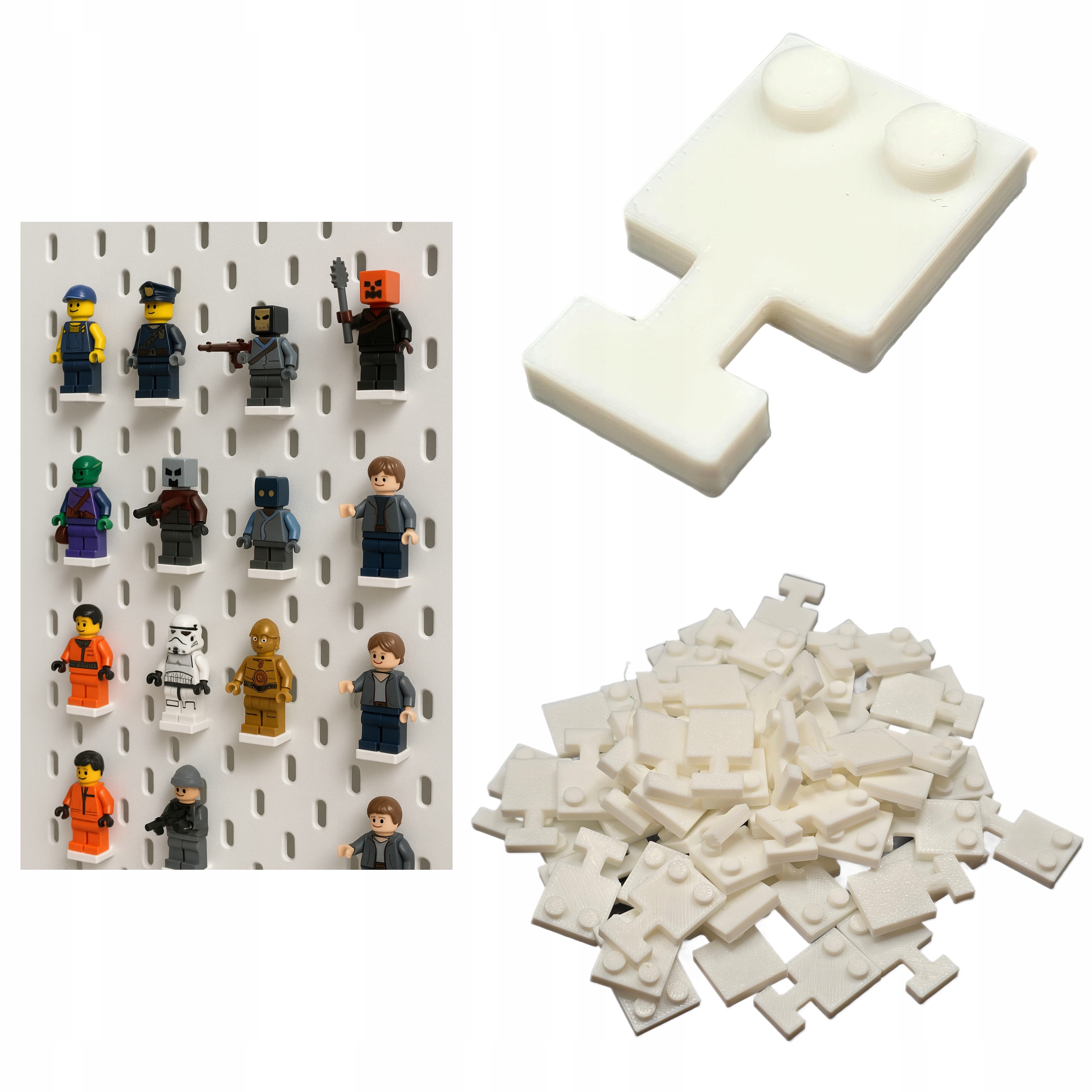 70 sztuk Uchwyt Podstawka do tablic Ikea Skadis na Mini Figurki Lego Białe