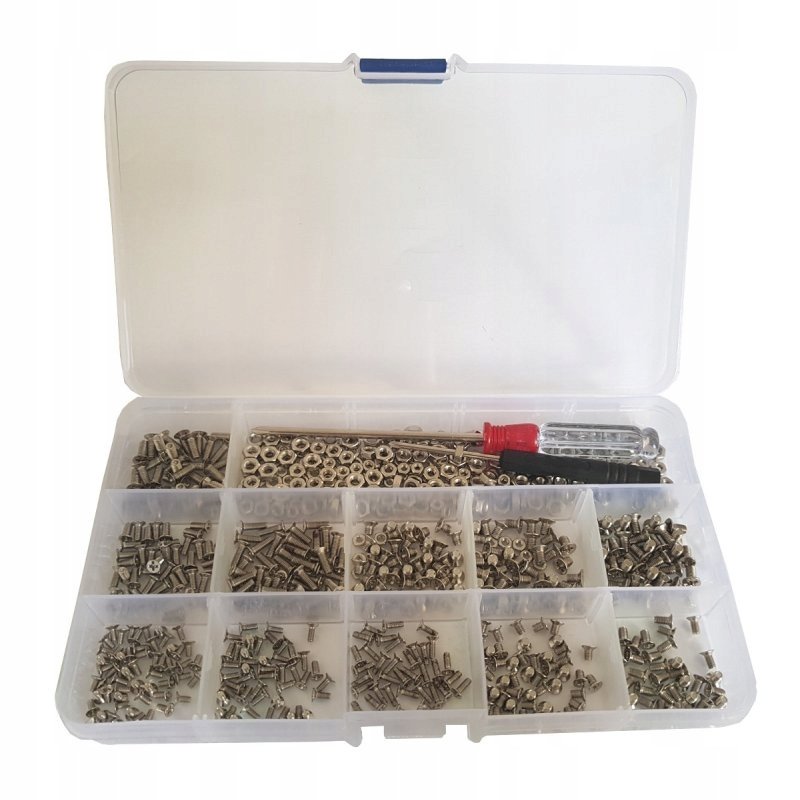 Zestaw śrubek stożkowych i nakrętek pudełko 530szt