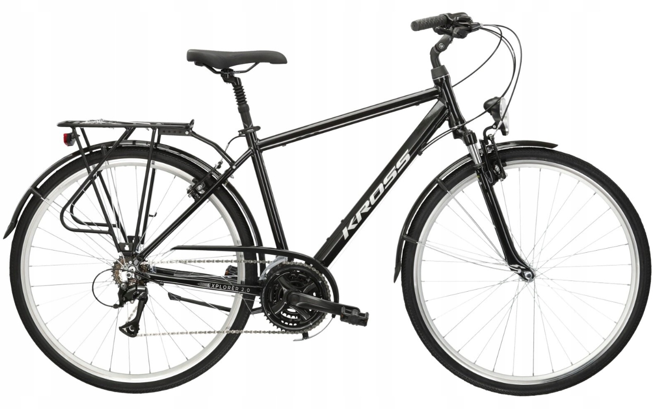 Rower trekkingowy męski Kross Explorer 2.0 28 L(21") czarny/srebrny połysk