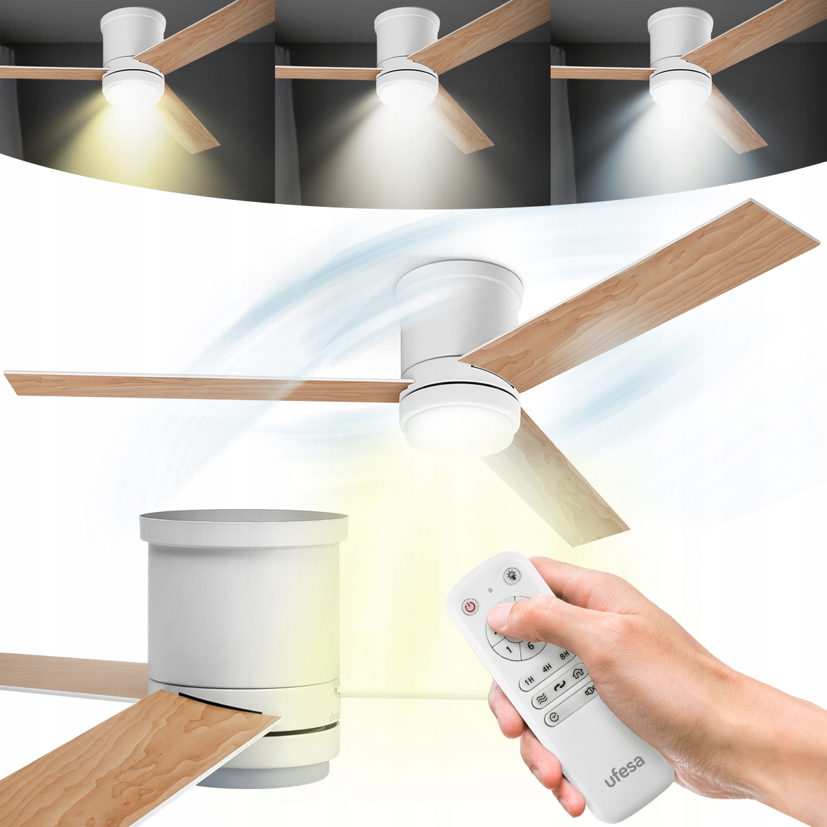 Stropný Ventilátor Ufesa Ventilátor Led Stropná Lampa S Ventilátorom 6 Režimov