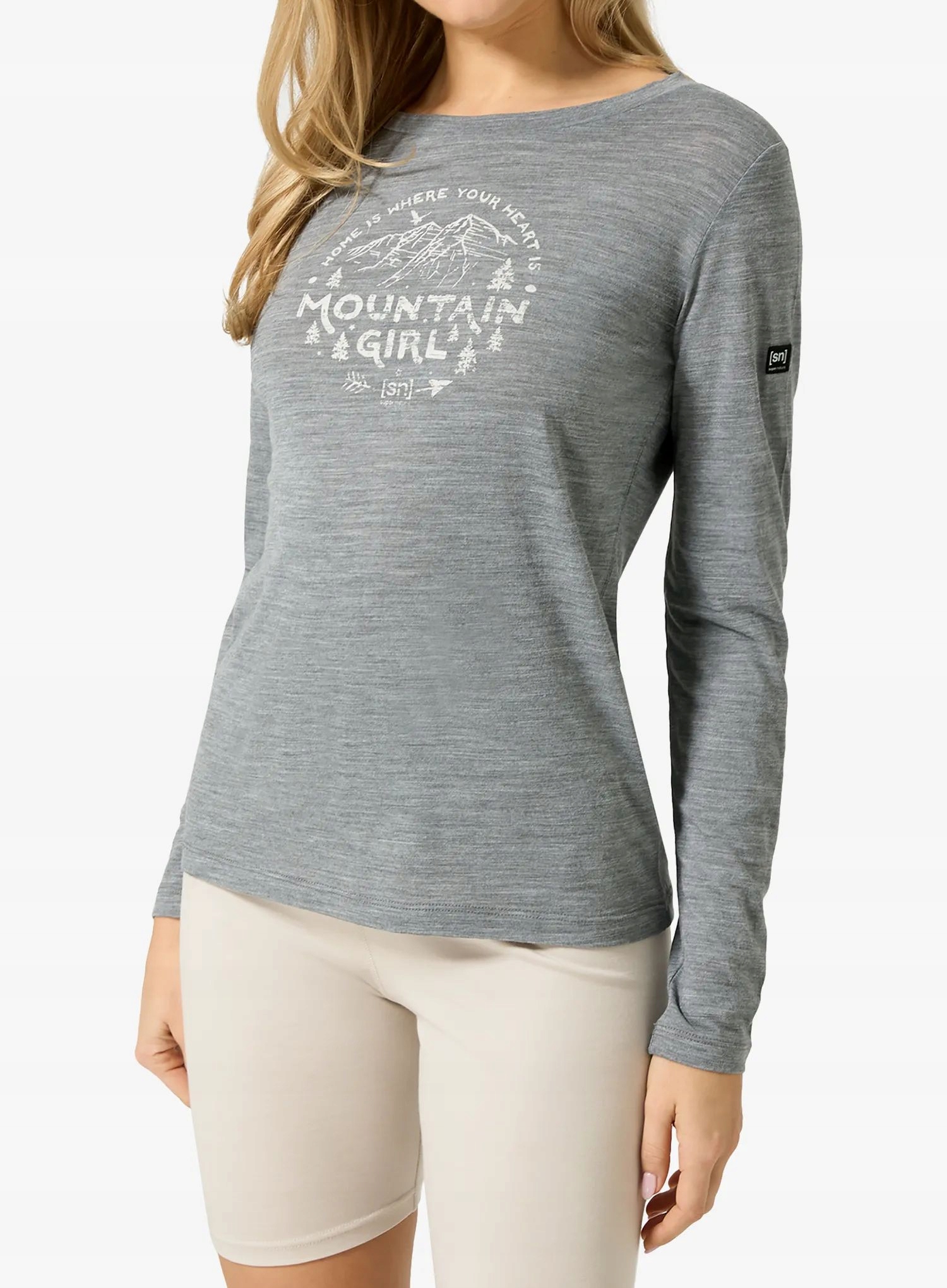 Longsleeve damski Super.natural Mountain Girl Ls cashmere grey mel/wht L