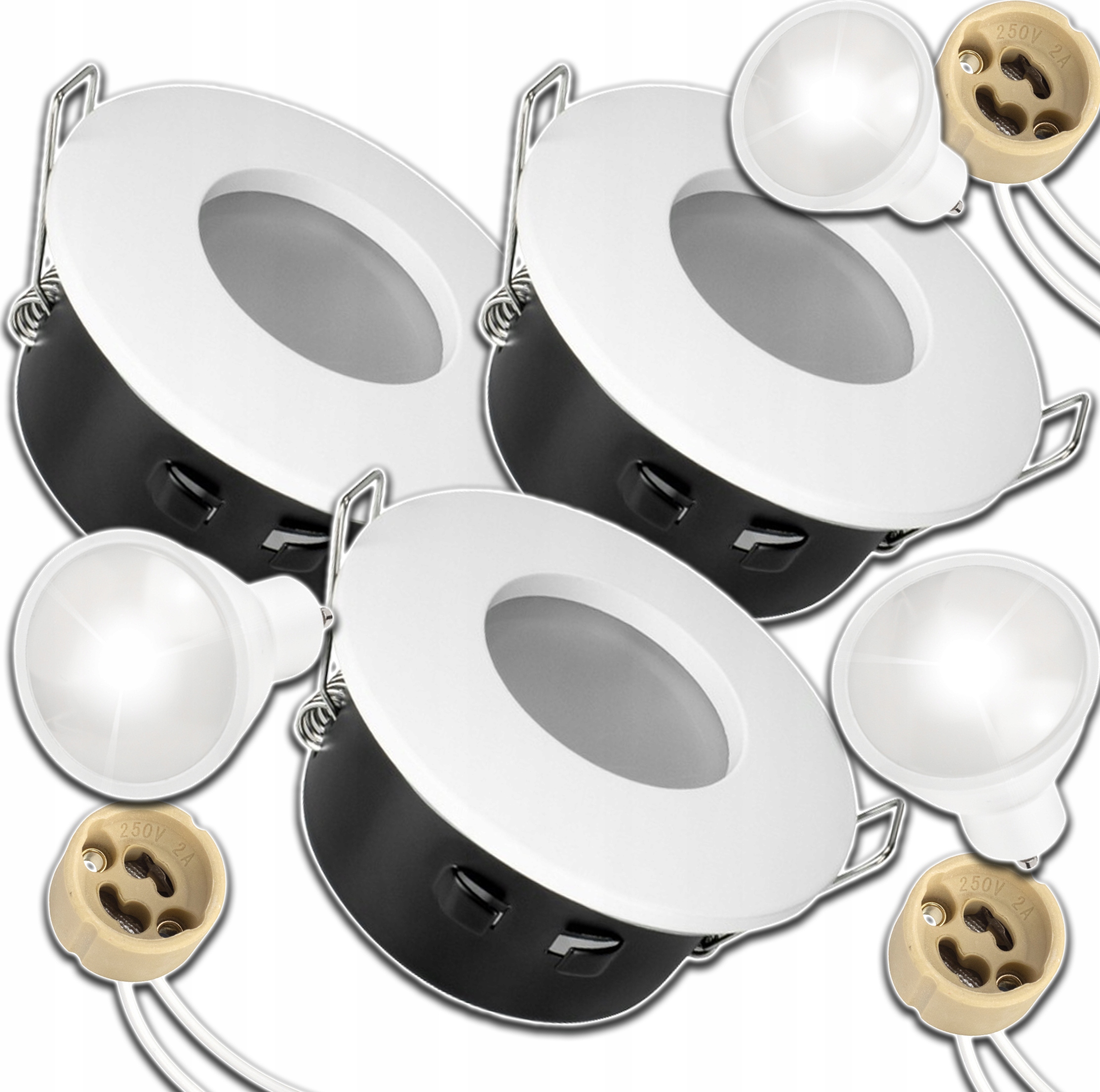 3x Kulatá Bílá Venkovní Hermetická Objímka Voděodolná IP64 Žárovka