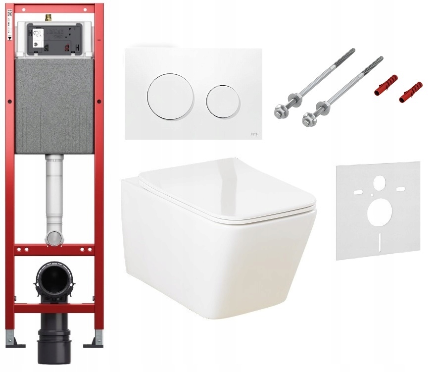 Zestaw podtynkowy wąski 32 cm Wc Tece Loop Miska Stelaż 6w1 biały