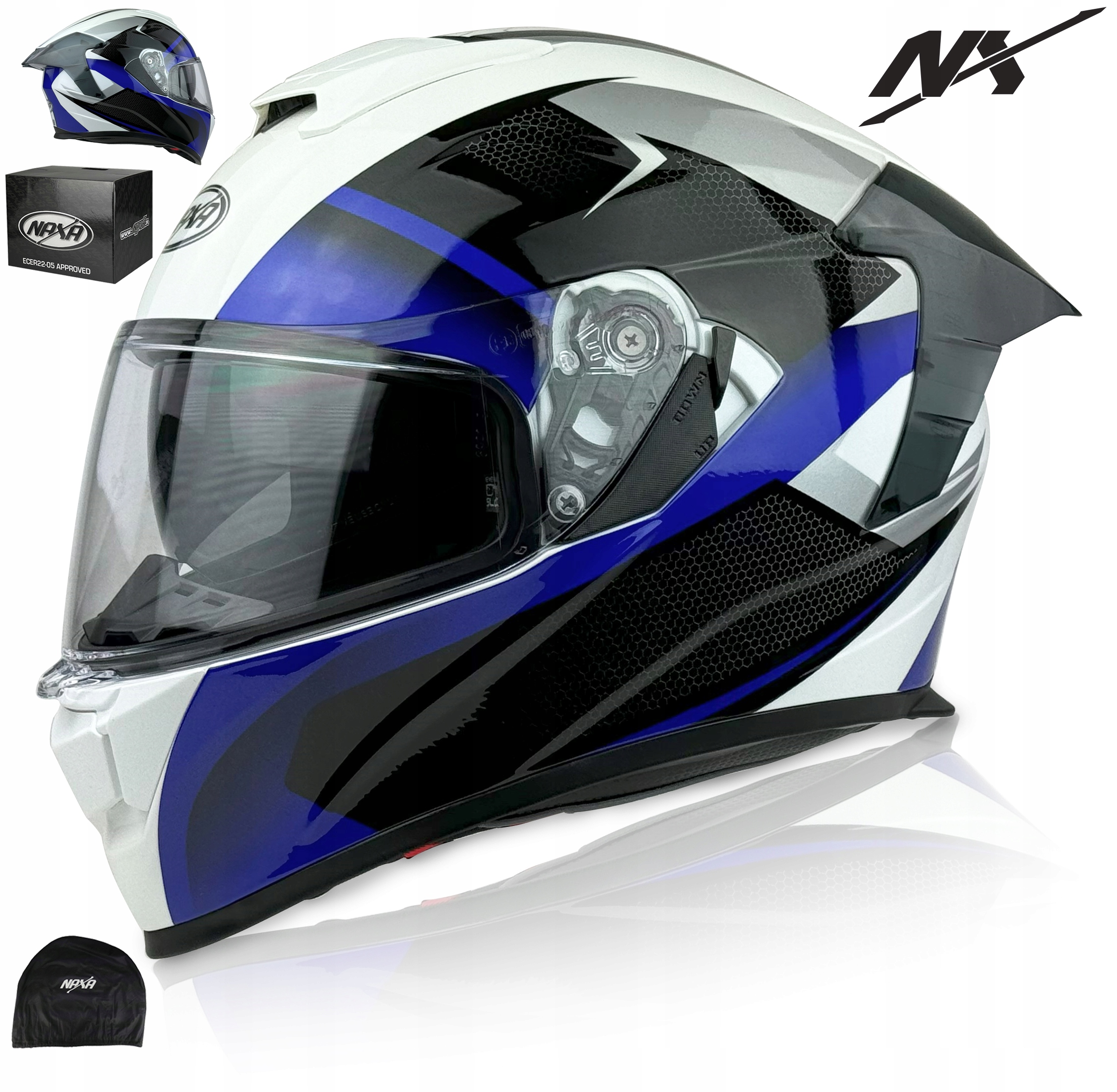 Motocyklová Přilba Integrální|naxa F33 r.XXL|MÍSTO Pro Brýle Interkom