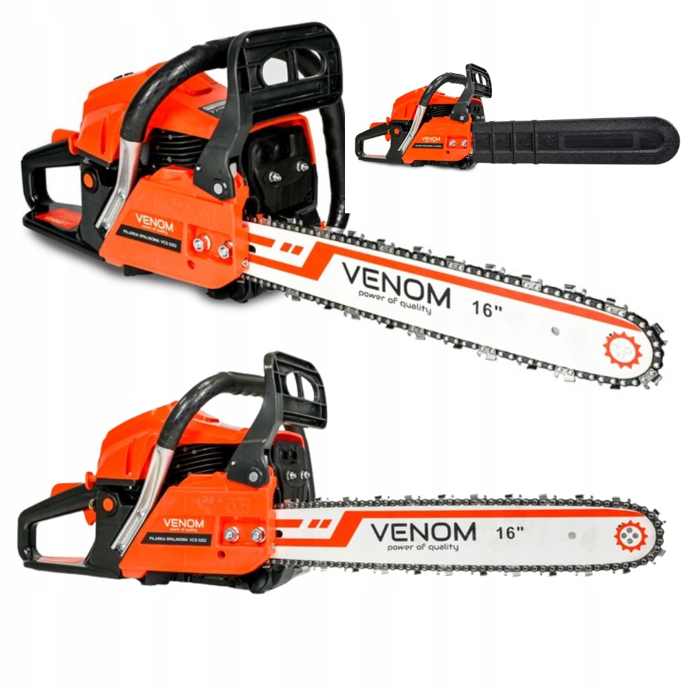 Silná Benzínová Pila Řetězová Pilka 5,7KM 58CC Sada 4x řetěz