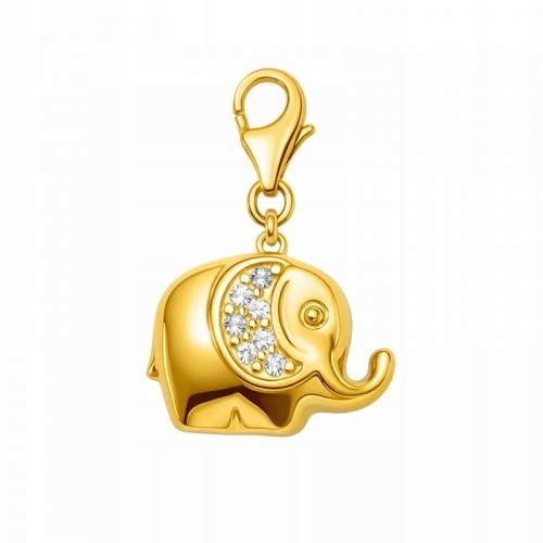 Zlatý Přívěsek 585 slon nafukovací hladký lesklý s bílým zlatem