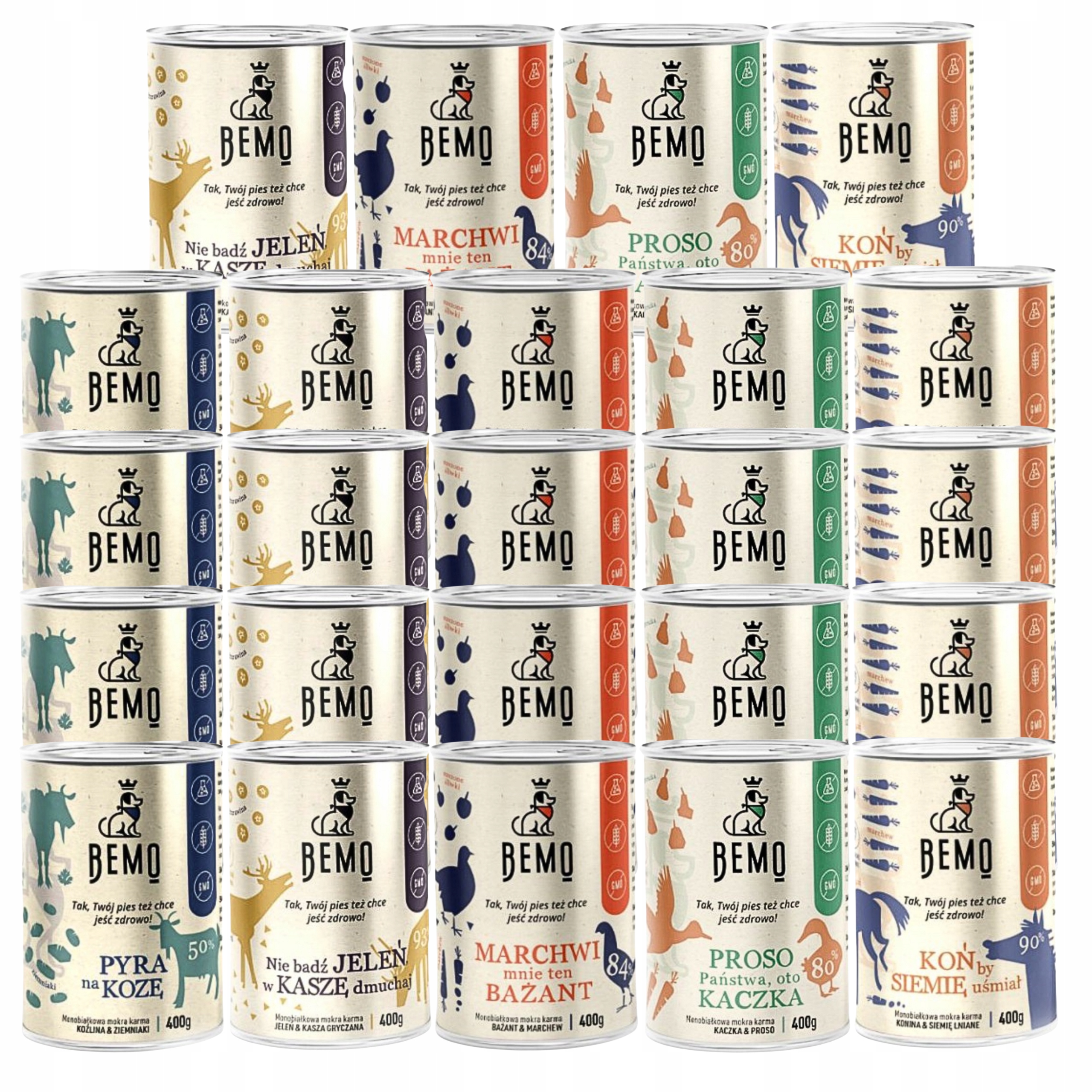 Levně Bemo krmivo pro psy s mix chutí 24 x 400 g Monoproteinové