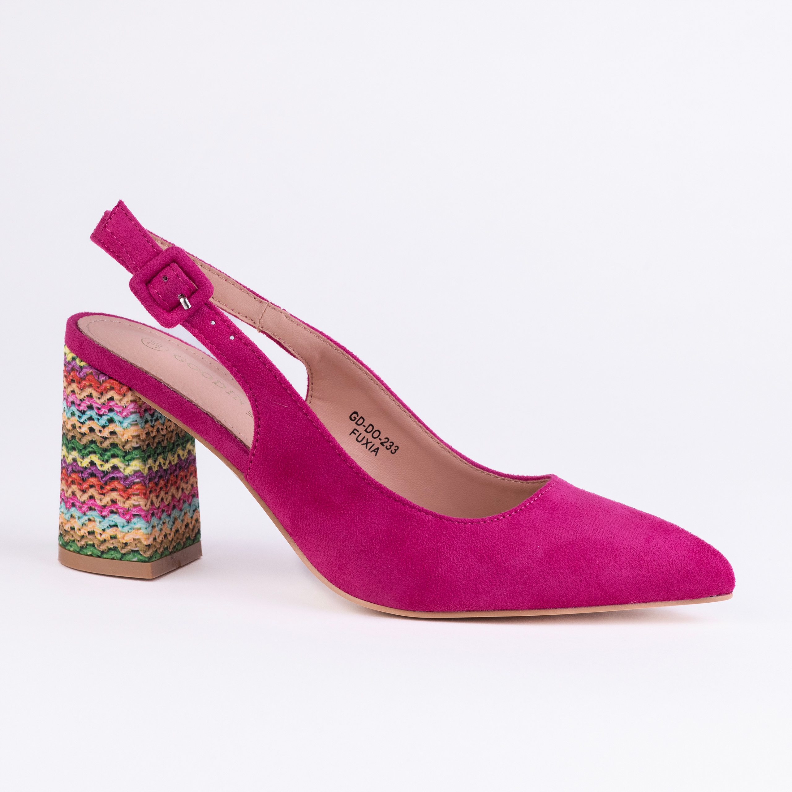Czółenka Damskie Goodin GD-DO-233 słupek, zamsz skóra fuksja 39