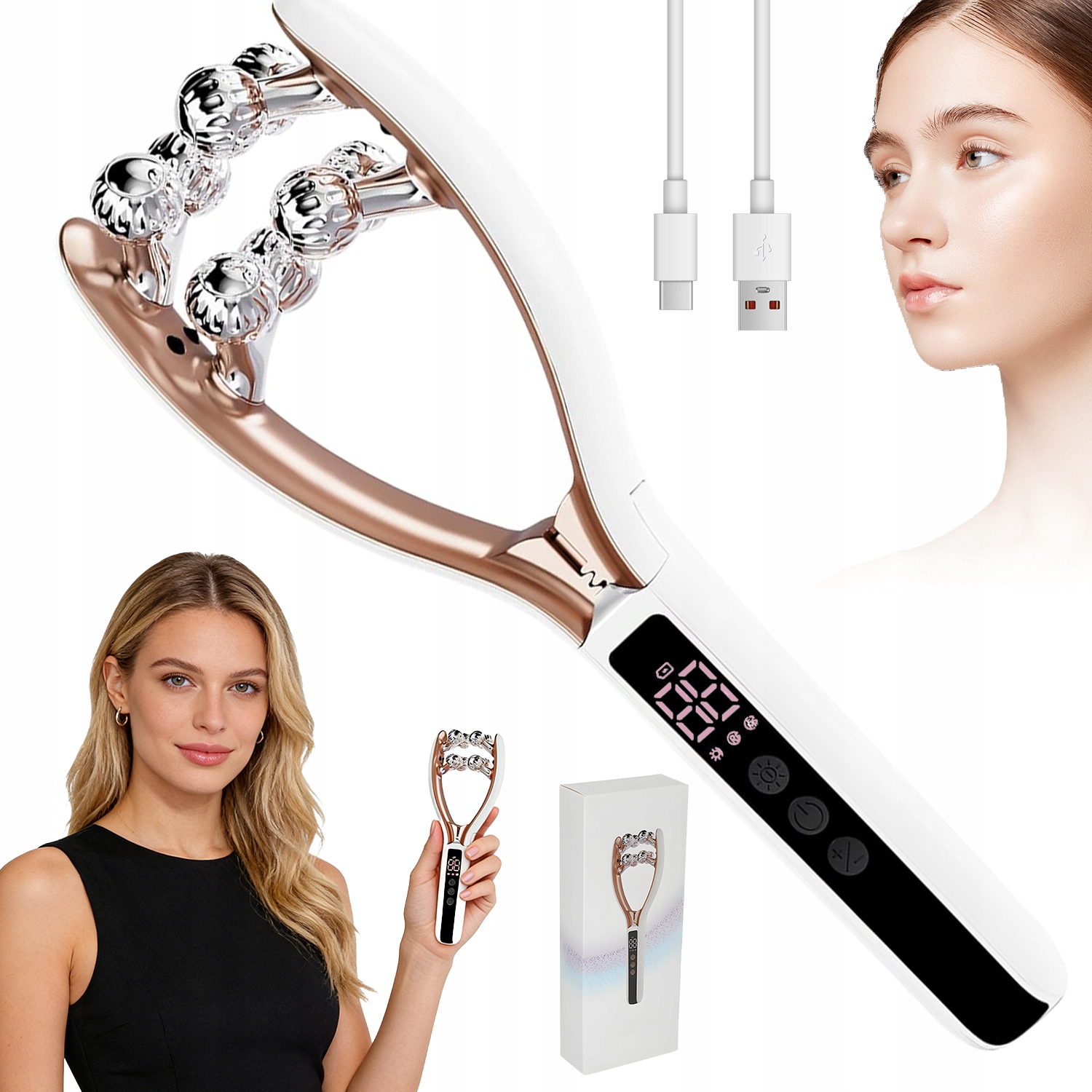 Elektrický masér pro lifting obličeje a krku Vibrační zpevňující váleček