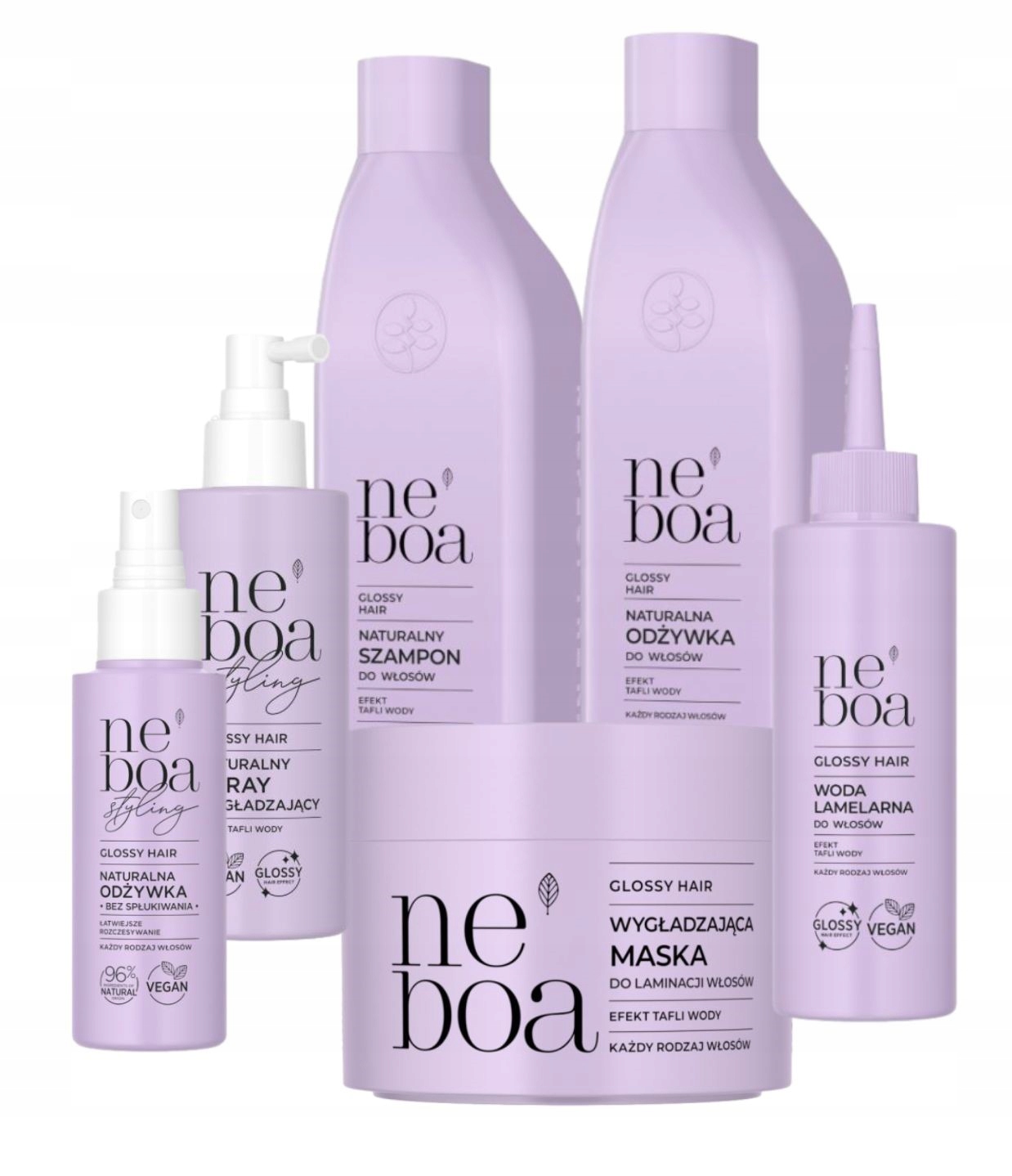 Neboa Glossy Hair Vyhlazující sada na vlasy Efekt vodní hladiny 6 Ks