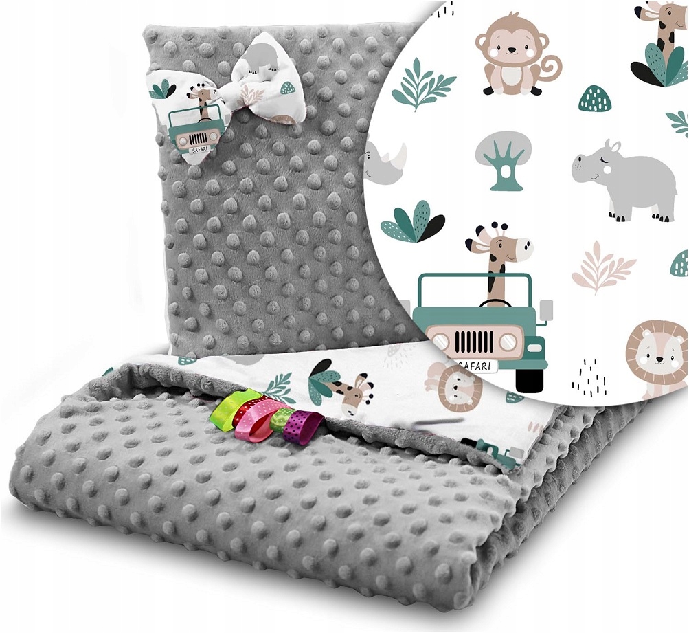 KOCYK MINKY 75x100 cm KOŁDERKA + PODUSZKA OTULACZ KOMPLET BABYMAM