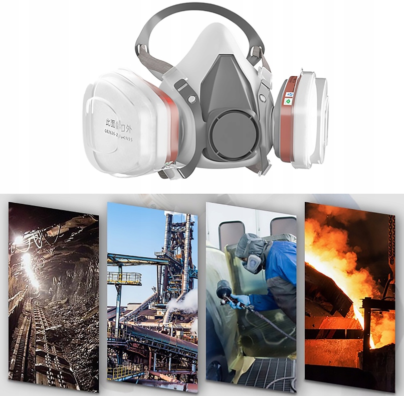 MASKA PRZECIWGAZOWA PEŁNA Lakiernicza Gazowa PEŁNOTWARZOWA 6800 + OKULARY Wyrób medyczny nie