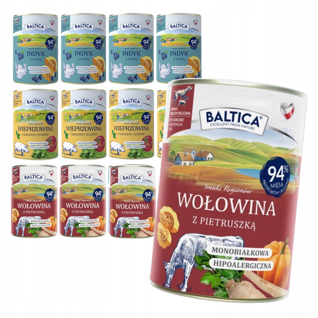 Levně Baltica 12x400g Monoproteinové Vlhké Krmivo Hovězí a Krůtí Krůta