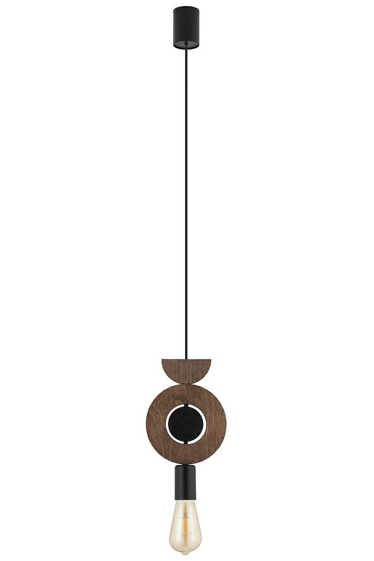 Závěsná lampa Drops Wood D Černá Hnědá 1xE27 Stropní Svítidlo Pokoj Dům